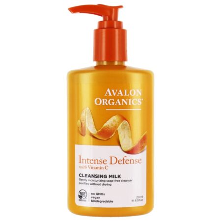 Defesa Intensa Leite de Limpeza com Vitamina C - 8.5 fl. oz. (Anteriormente Defesa contra o envelhecimento da pele, nutritiva) Avalon Organics