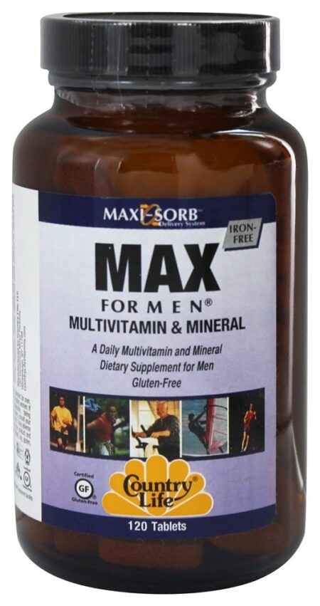 Maxi-Sorb Max Para Homens Multivitamínico & Mineral Iron-Free - 120 Tablets Country Life