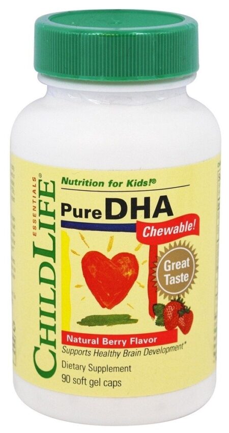 Pure DHA em Tabletes Mastigáveis Sabor de Frutas 250 mg. - 90 Softgels Child Life Essentials