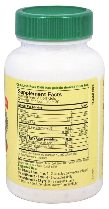 Pure DHA em Tabletes Mastigáveis Sabor de Frutas 250 mg. - 90 Softgels Child Life Essentials - Image 2