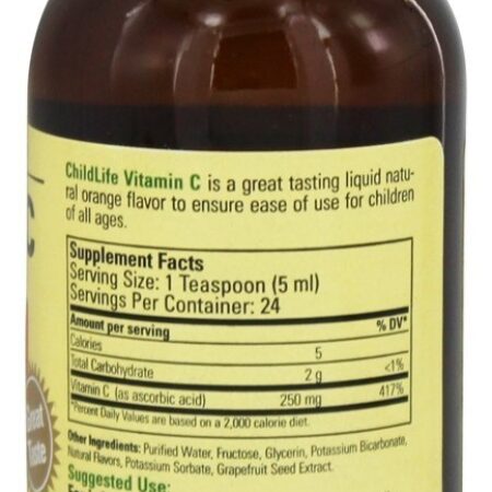 Laranja líquida de vitamina C 250 mg . - 4 oz. Child Life Essentials - Imagem 2