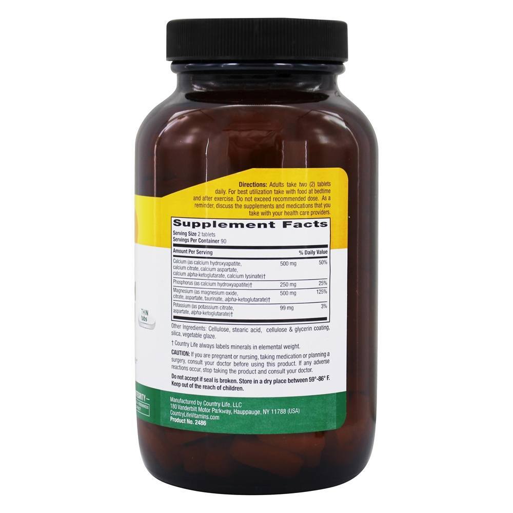 Alvo-Mina Cálcio-Magnésio Potássio - 180 Tablets Country Life - Imagem 2