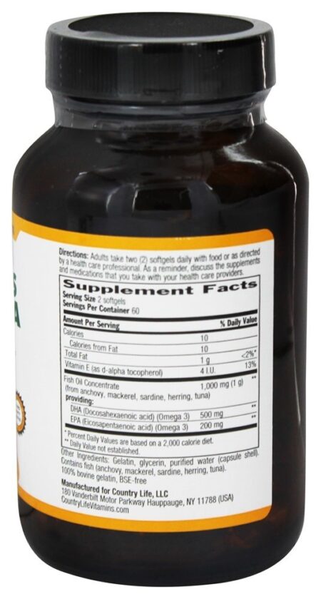 Ultra Omegas DHA/EPA 500 mg/200 mg - 120 Softgels Country Life - Image 2