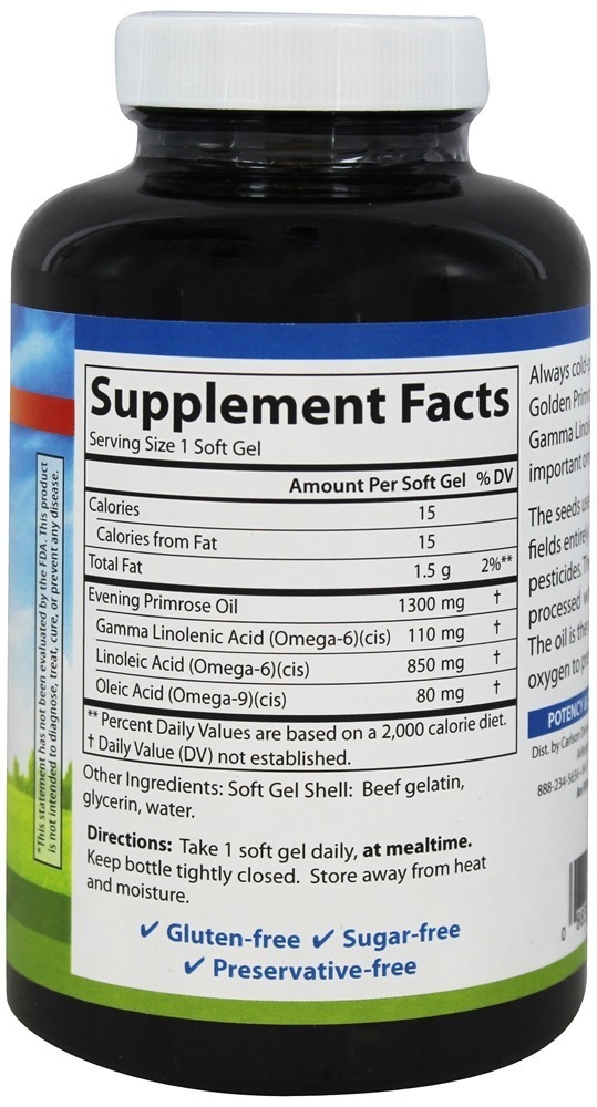 Óleo de Prímula Dourada 1300 mg. - 90 Softgels Carlson Labs - Imagem 2