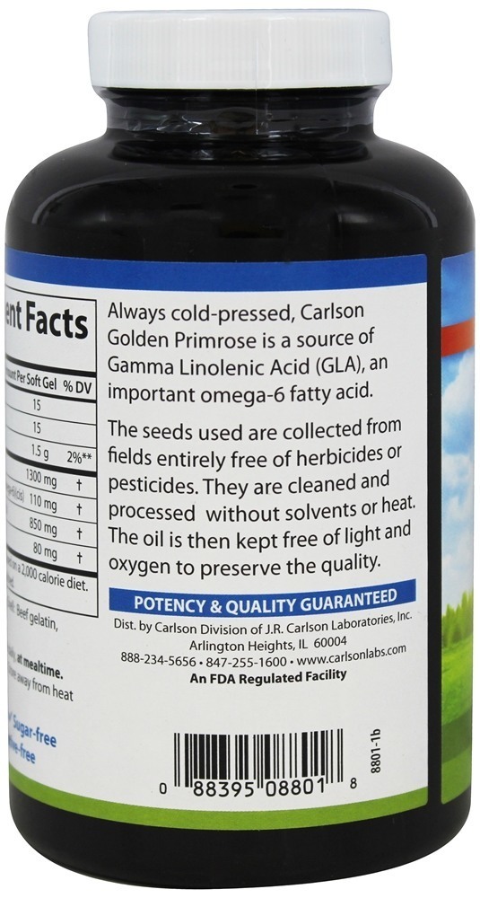 Óleo de Prímula Dourada 1300 mg. - 90 Softgels Carlson Labs - Imagem 3