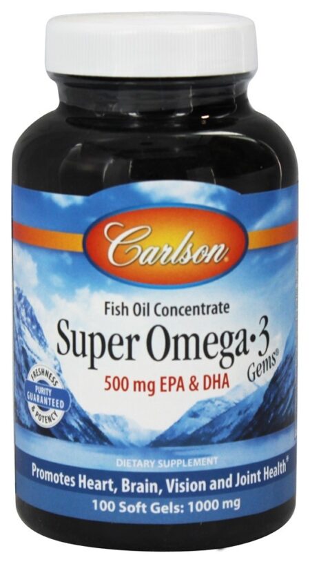 Super Omega-3 Norueguês Concentrado de Óleo de Peixe 1000 mg. - 100 Softgels Carlson Labs