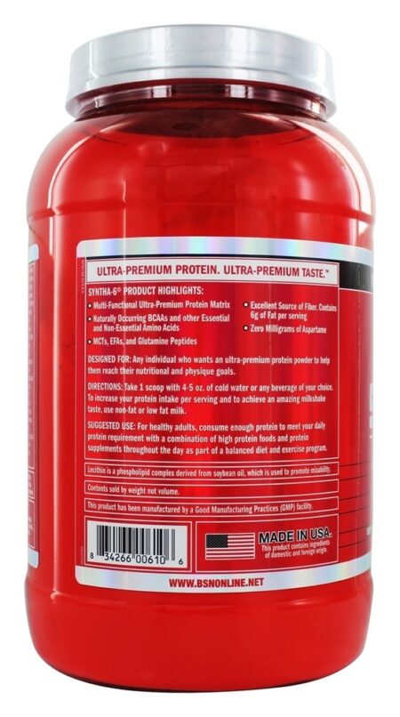 Syntha-6 Proteína de Liberação Constante em Pó Sabor Sorvete de Baunilha - 2.91 lbs. BSN - Image 3