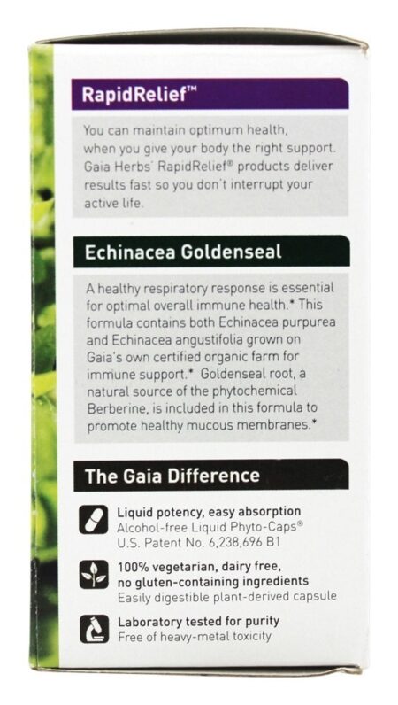 Cápsulas Phyto líquidas de Echinacea Goldenseal - Cápsulas vegetarianas 60 Gaia Herbs - Image 4