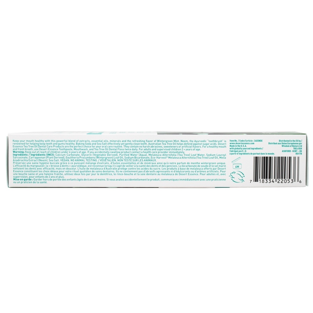 Creme Dental de Óleo Natural da Árvore do Chá & Neem - 6.25 fl. oz. Desert Essence - Imagem 3