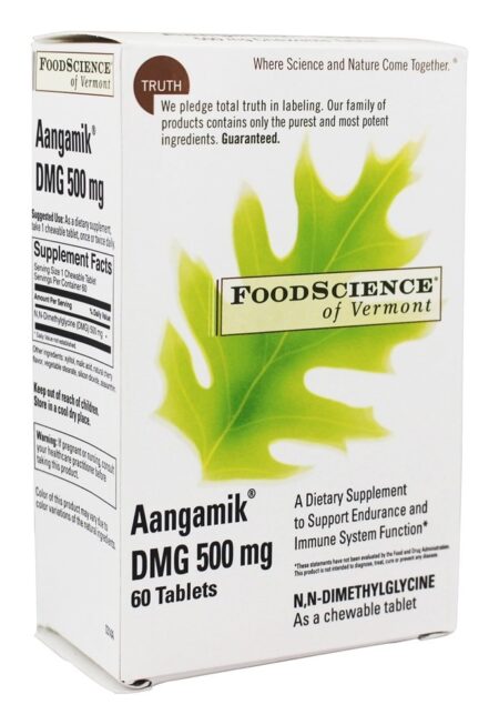 Aangamik DMG 500 mg. - 60 comprimidos mastigáveis FoodScience of Vermont