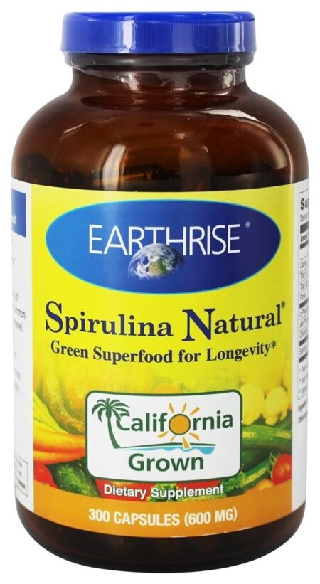 Spirulina Natural Superalimento Verde Para Longevidade 600 mg. - Cápsulas 300 Earthrise