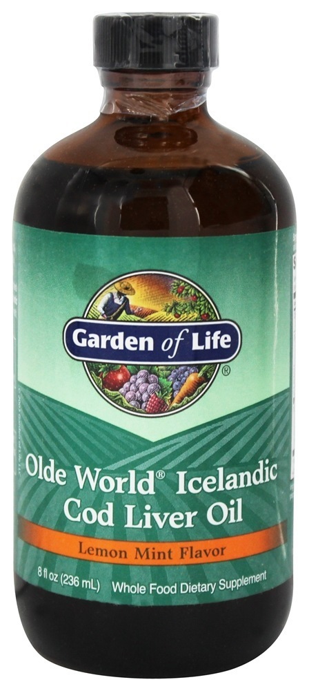 Olde World Óleo de Fígado de Bacalhau Islandês Sabor Limão com Hortelã - 8 oz. Garden of Life