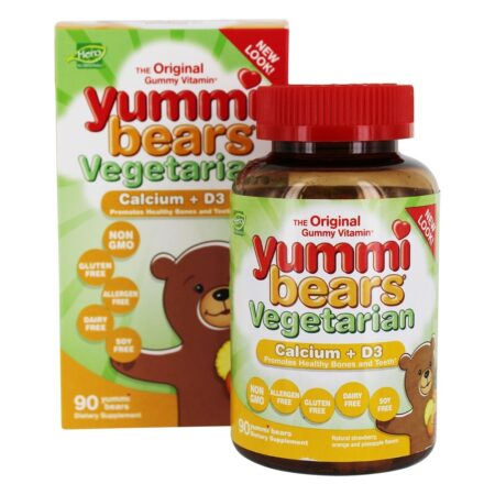 Yummi Bears Cálcio Vegetariano Infantil + Vitamina D3 - 90 Gummies Hero Nutritionals Products