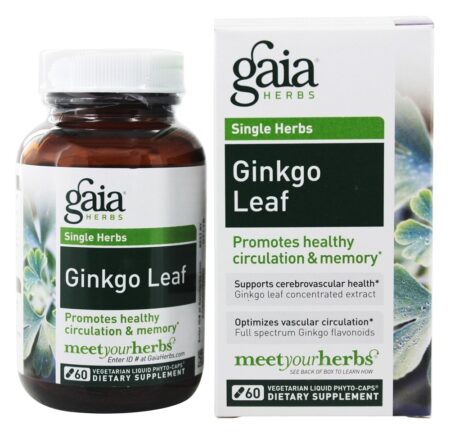 Cápsulas Phyto Líquido de Folha de Ginkgo - Cápsulas vegetarianas 60 Gaia Herbs