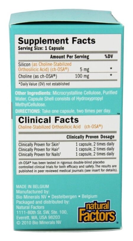 BioSil cH-OSA Produtor de Colágeno Avançado 5 mg. - Cápsulas vegetarianas 30 Natural Factors - Image 2