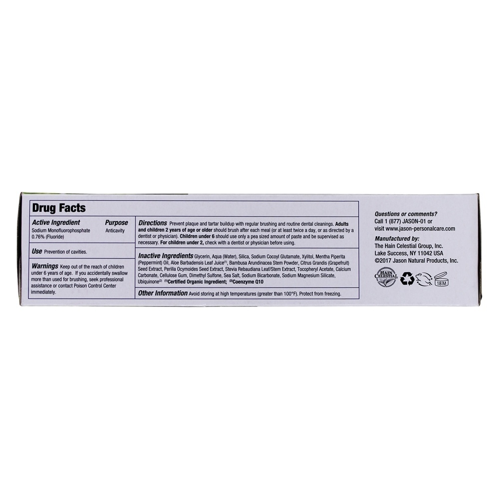 PowerSmile Anti-Cavidades e Branqueamento Gel Com Fluoreto Poderoso Peppermint - 6 oz. JASON Natural Products - Imagem 3