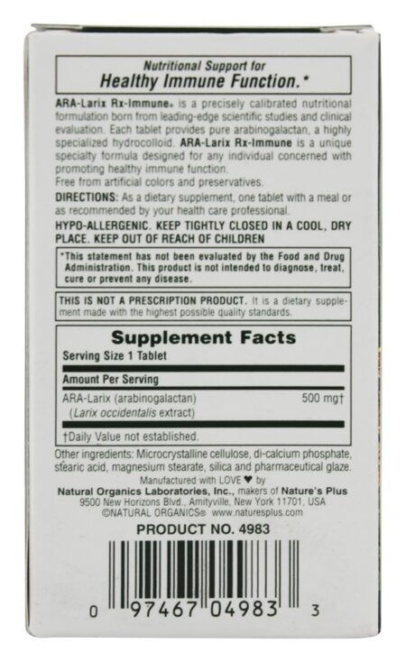 ARA-Larix Rx Imune - 30 Tablets Natures Plus - Image 2