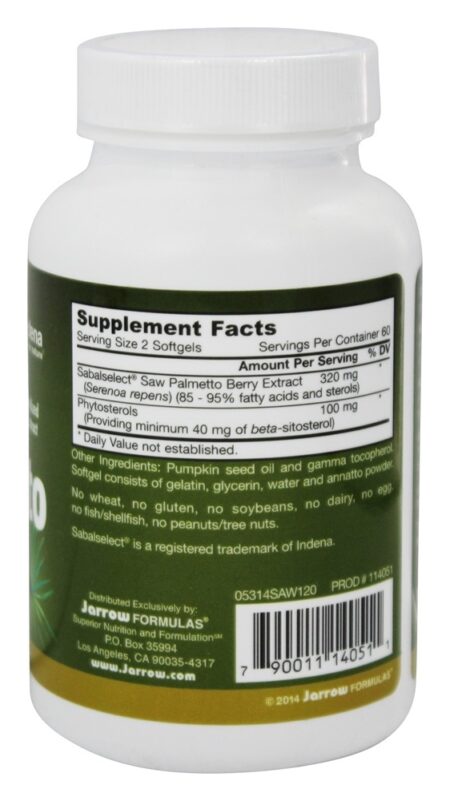 Saw Palmetto 160 mg. - 120 Softgels Jarrow Formulas - Image 2