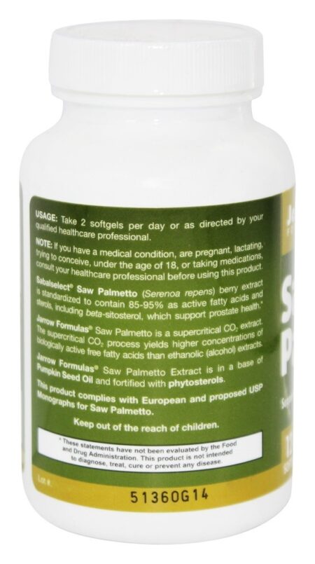 Saw Palmetto 160 mg. - 120 Softgels Jarrow Formulas - Image 3