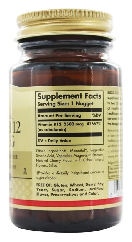 Vitamin B12 Sublingual 2500 mcg. - 60 Pepita (s) Solgar - Image 2