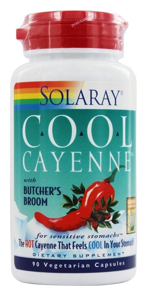 Cool Cayenne com vassoura de açougueiro - Cápsulas 90 Solaray