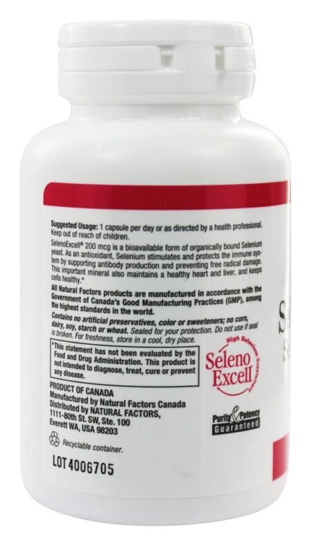 Selenoexcell Selênio Levedura 200 mcg. - Cápsulas 90 Natural Factors - Image 3