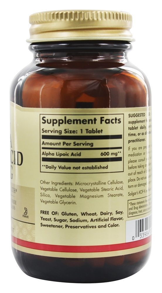 Ácido Alpha-Lipóico 600 mg. - 50 Tablets Solgar - Imagem 2