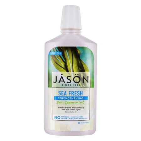 Mar, fresco, fortalecimento, azul verde, algas, mouthwash, mar, spearmint - 16 fl. oz. JASON Natural Products