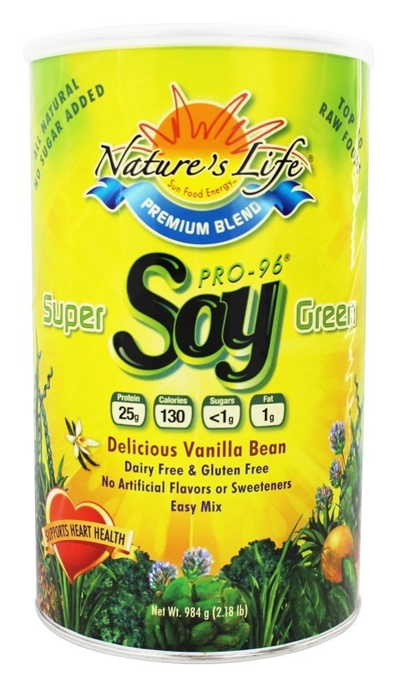 Super-Verde Pró-96 Soja Proteína Prêmio Misturar Delicioso Baunilha Feijão - 2.18 lbs. Nature's Life