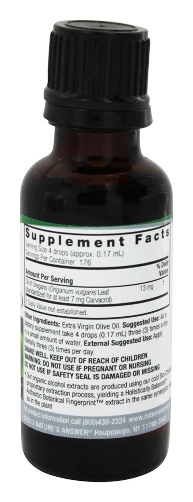 Óleo de folha de orégano sem álcool - 1 fl. oz. Nature's Answer - Imagem 2