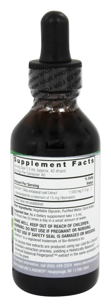 Oleopein Oliva Folha álcool Livre - 2 fl. oz. Nature's Answer - Imagem 2