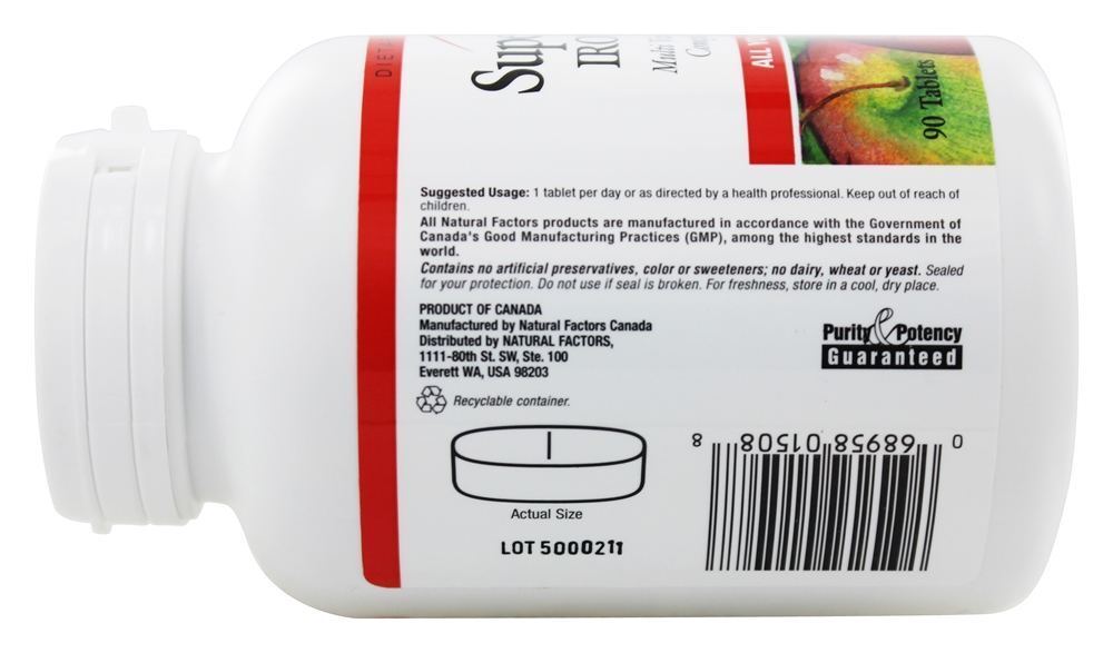 Super Múltiplas Ferro Livre - 90 Tablets Natural Factors - Imagem 4