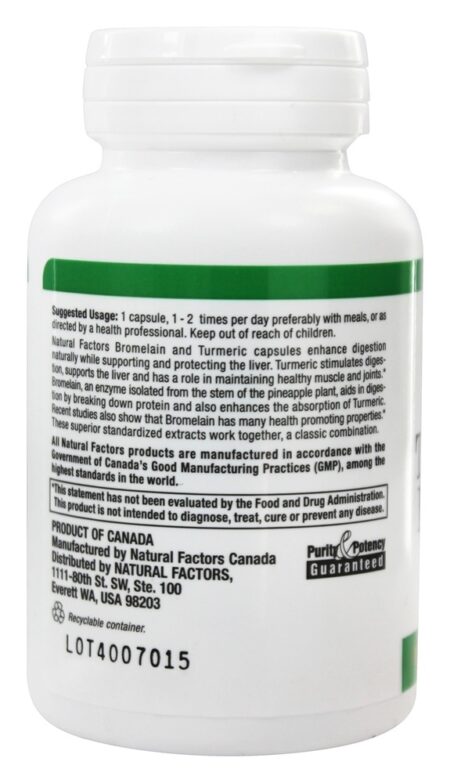 Curcuma & Bromelaína 450 mg. - Cápsulas 90 Natural Factors - Image 3