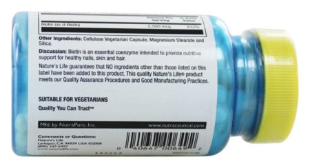 Coenzima Essencial da Biotina 2500 mcg. - Cápsulas vegetarianas 100 Nature's Life - Image 3