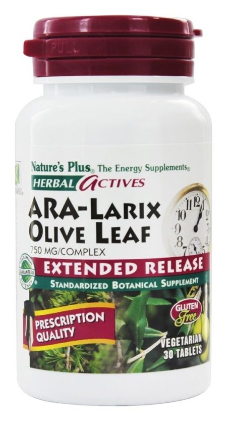 Folha de Azeite Ara-Larix de liberação prolongada Herbal Actives 750 mg. - 30 Tablets Natures Plus