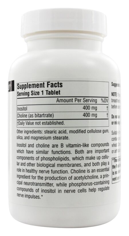 Inositol & Choline 800 mg. - 100 Tablets Source Naturals - Image 2