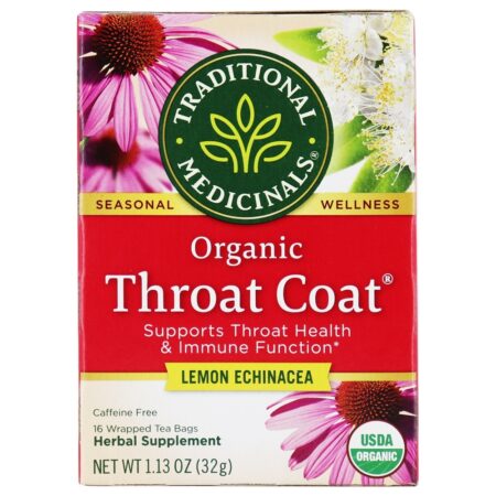 Orgânico Throat Coat Chá de Ervas Echinacea - 16 Saquinhos de Chá Traditional Medicinals