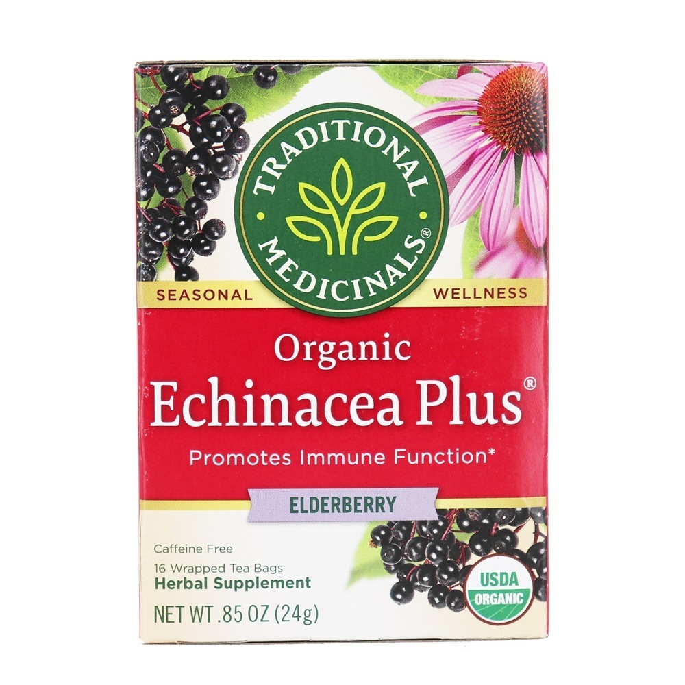 Echinacea orgânica mais com chá de ervas de sabugueiro - 16 Saquinhos de Chá anteriormente Echinacea Elder Traditional Medicinals