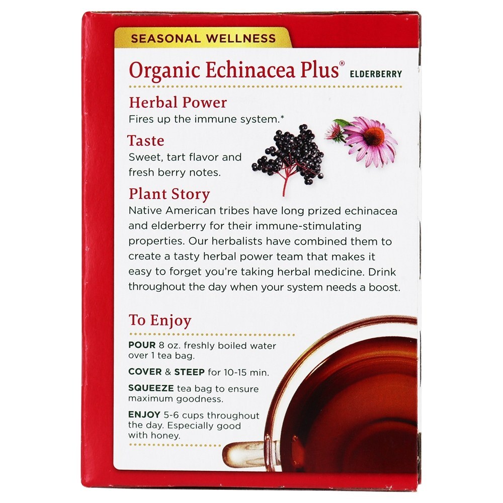 Echinacea orgânica mais com chá de ervas de sabugueiro - 16 Saquinhos de Chá anteriormente Echinacea Elder Traditional Medicinals - Imagem 3