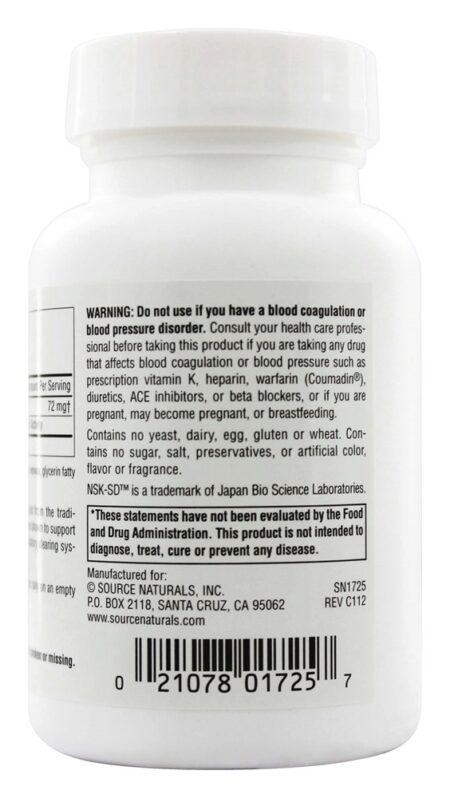 Nattokinase 36 mg. - 90 Softgels Source Naturals - Image 3