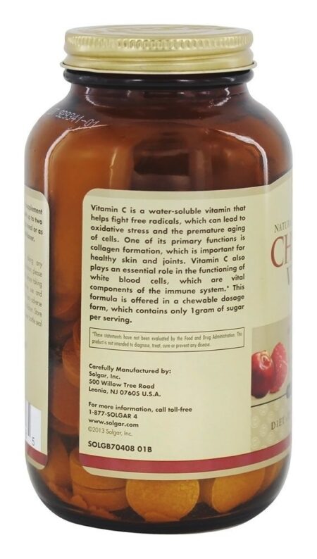 Vitamina C Antioxidante Mastigável Sabor Cran-Framboesa 500 mg. - 90 comprimidos mastigáveis Solgar - Image 3