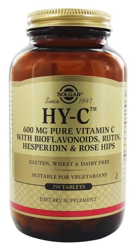 Hy-C (600 Mg Vitamina C Com 100 Mg Bioflavaoid) - 250 Tablets Solgar