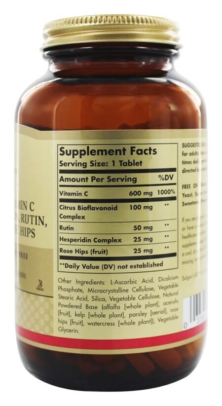 Hy-C (600 Mg Vitamina C Com 100 Mg Bioflavaoid) - 250 Tablets Solgar - Image 2