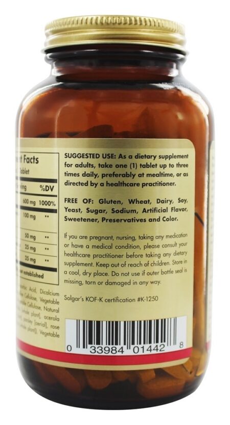 Hy-C (600 Mg Vitamina C Com 100 Mg Bioflavaoid) - 250 Tablets Solgar - Image 3