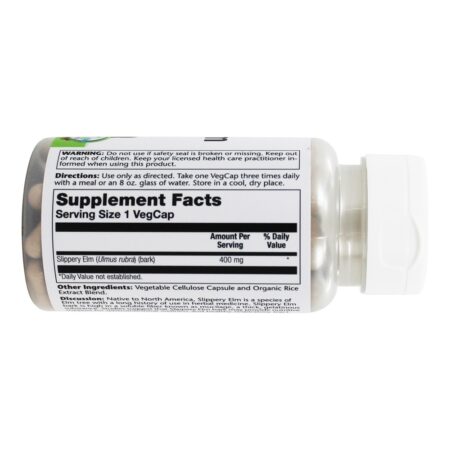 Slippery Elm 400 mg. - 100 Cápsula (s) vegetal (s) Solaray - Imagem 2