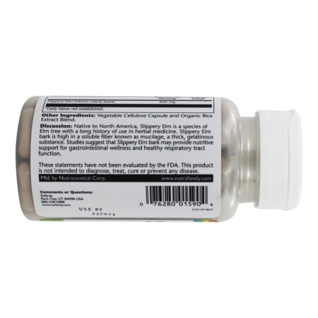 Slippery Elm 400 mg. - 100 Cápsula (s) vegetal (s) Solaray - Imagem 3