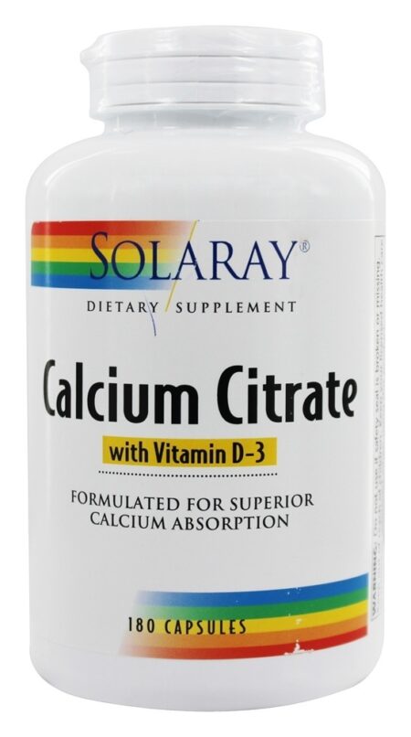 Citrato de cálcio com vitamina D3 - Cápsulas 180 Solaray