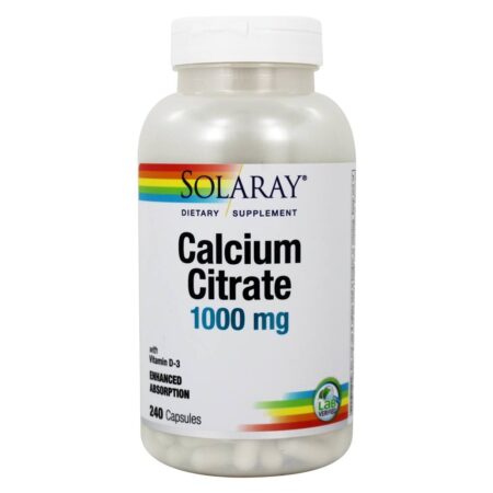 Citrato de cálcio com vitamina D3 - Cápsulas 240 Solaray