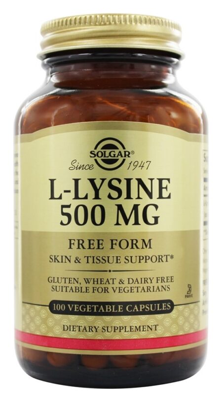 L-Lisina Forma Livre 500 mg. - Cápsulas vegetarianas 100 Solgar