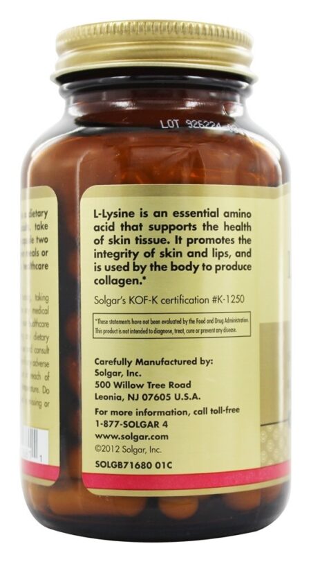 L-Lisina Forma Livre 500 mg. - Cápsulas vegetarianas 100 Solgar - Image 4